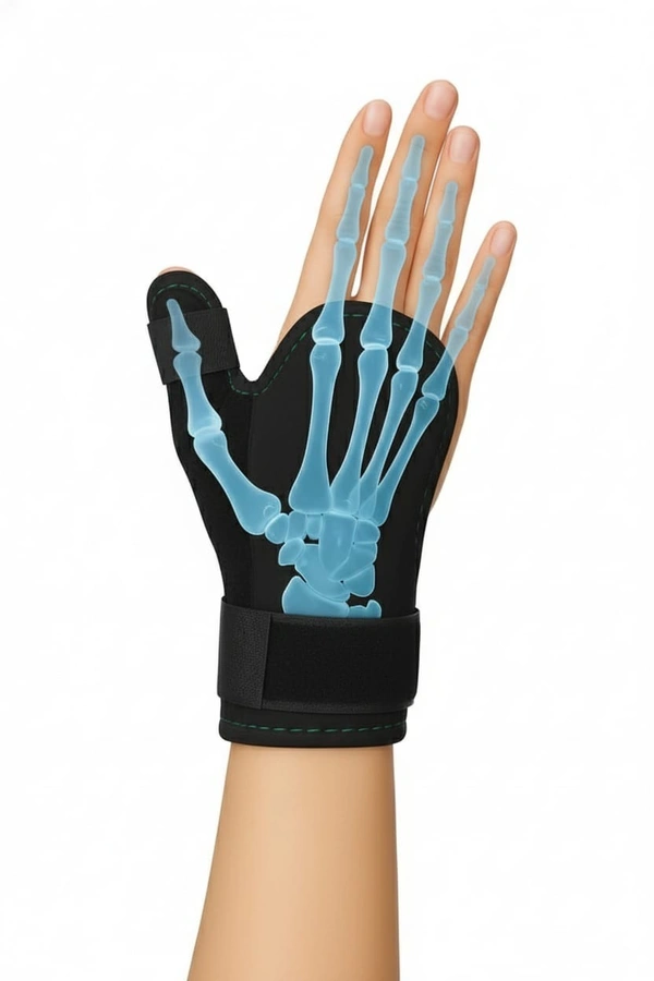 FAIRBIZPS Fairbizps Premium Thumb Splint Support for Right or Left Hand – Brace for Pain Relief, Sprains, Tendonitis & Soft Tissue Injuries | Allows Free Hand Movement | Ideal for Sports | Men & Women – Black - Black