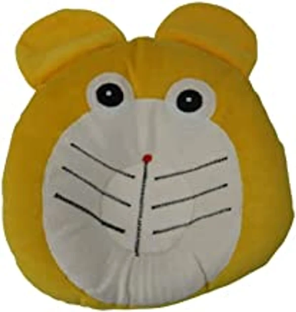 FAIRBIZPS Baby Pillow Cotton Cat Design Baby Pillow with Memory Foam for Comfort and Baby Safety (Yellow)