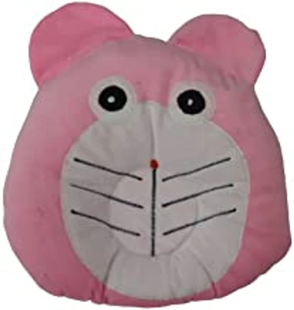 FAIRBIZPS Baby Pillow Cotton Cat Design Baby Pillow with Memory Foam for Comfort and Baby Safety (Pink) - PINK