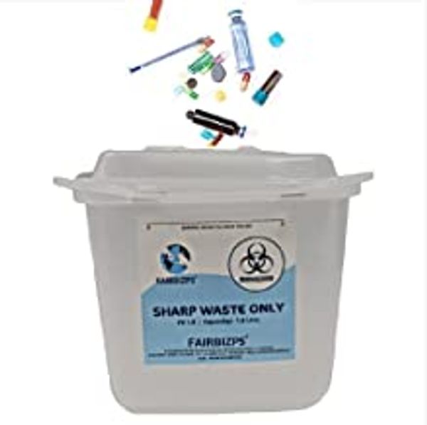 FAIRBIZPS Bio-Medical Sharps Container with Puncture Proof for Needles, Glass Waste and Metallic Implants-Capacity 1.5Liter