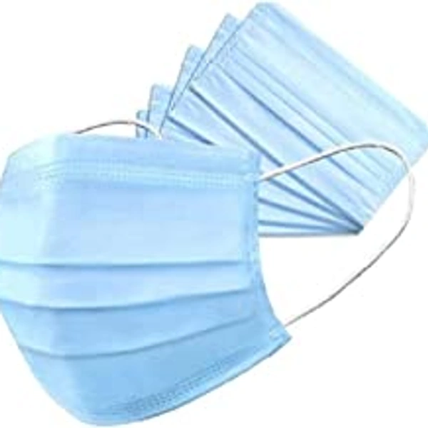 FAIRBIZPS Fabric Disposable Face Mask with Nose Clip (Blue, Pack of 50), 3 Ply Mask, Suitable for Home, School, Office and Outdoors