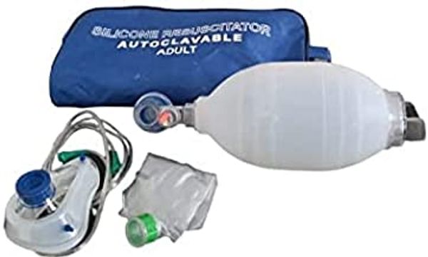 FAIRBIZPS Manual Resuscitator Ambu Bag - with Self Inflating Bag, Face Mask for Adults, Oxygen Reservoir Bag 2.6 L & Oxygen Tube 1.8 m, CPR First Aid Training Kit, Use in Hospital, Clinic and Home
