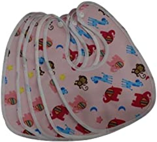 FAIRBIZPS Soft Baby Bibs Washable Waterproof Printed Baby Bibs Apron with Button for Baby Feeding- Set of 5