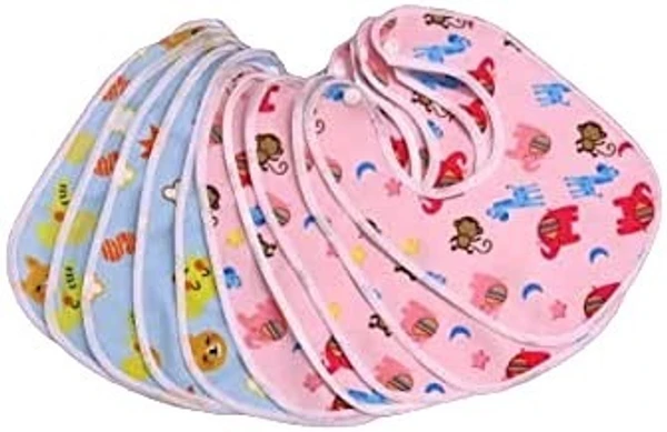 FAIRBIZPS STORE FAIRBIZPS Soft Baby Bibs Washable Waterproof Printed Baby Bibs Apron with Button for Baby Feeding- Multicolor