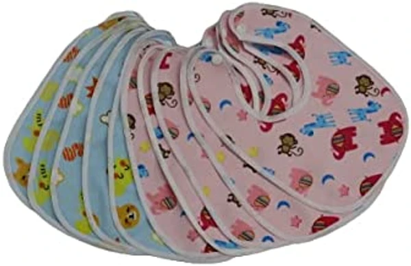 FAIRBIZPS Soft Baby Bibs Washable Waterproof Printed Baby Bibs Apron with Button for Baby Feeding- Multicolor