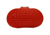FAIRBIZPS Pet Bath Comb Massage Comb with Ring Handle Rubber Bristles Hand Brush Band Comb for Dogs & Cats (Red)