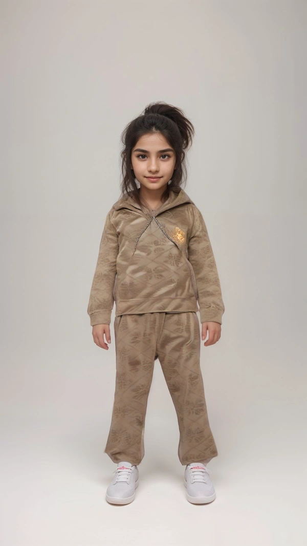 Girls Hoodie Winter 2 Piece Set - 4 to 5 years, Driftwood