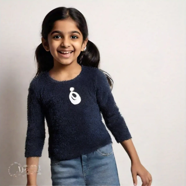 Hairy crop kids girl top - 5 TO 6 YEAR, M, Black Rock