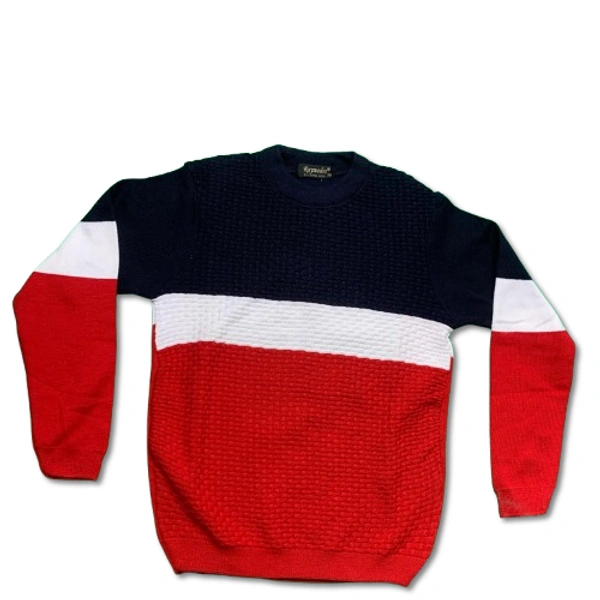 Multicolor Woolen Round-Neck Jersey for Teen Boys - 36, Maroon