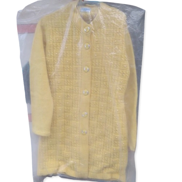 Crystal Long Ladies Cardigan - free, Yellow