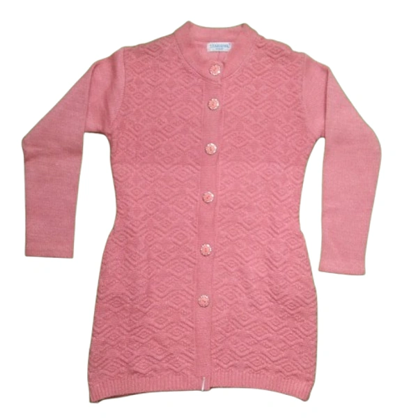 Crystal Long Ladies Cardigan 2 - free, Cranberry
