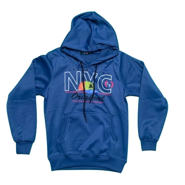Boys Tensile Woollen Hoodie - 32, Navy Blue