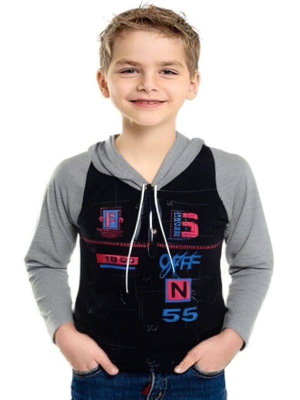 cap style cotton t shirt kids boy - 8 to 9.5 years, Blue Charcoal