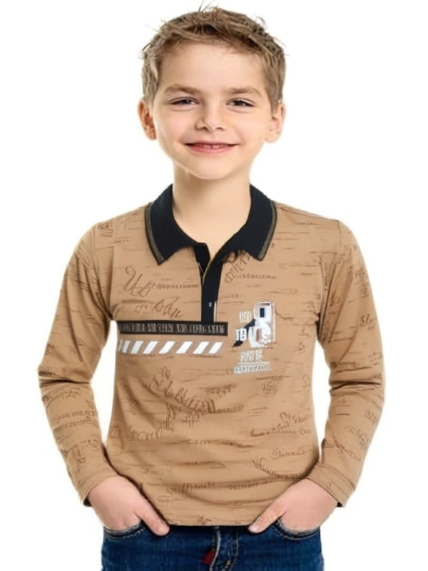 Cotton Collar Print FULL T Shirt Kids boy - 11 to 12 years, Chenin