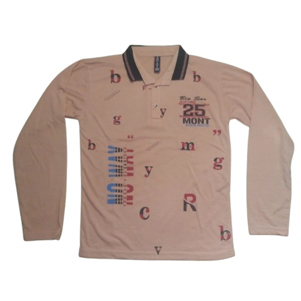 Cotton Collar Print FULL T Shirt Kids boy 899 - 13 to 14 years, Harvest Gold
