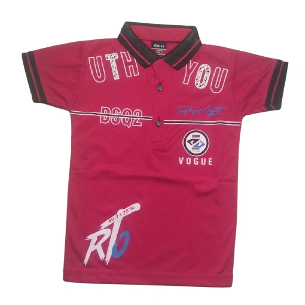 Cotton Collar Print half T Shirt Kids boy - 4 to 5 years, Alizarin Crimson