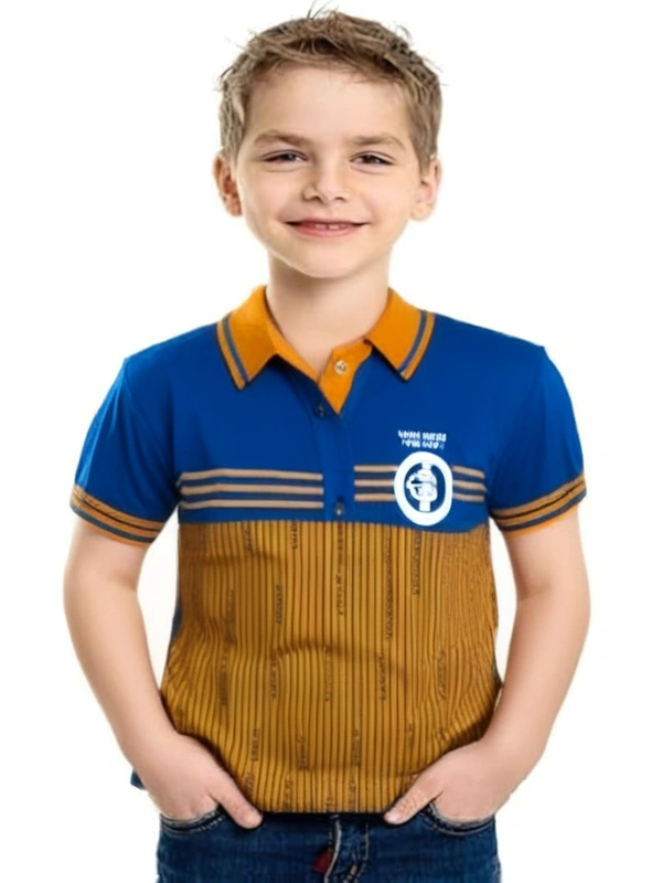 Cotton Collar Print half T Shirt Kids boy 2 - 5 to 6 years, Meteor