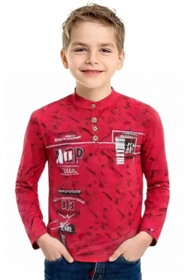 cotton collar print t shirt kids boy 3 - 4 to 5 years, Milano Red