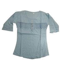 Cotton Jhalaar Kids Girl Top - 7 to 8 year, M, Aqua Island