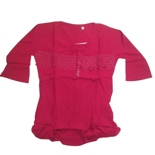 Cotton Jhalaar Kids Girl Top - 7 to 8 year, M, Old Brick