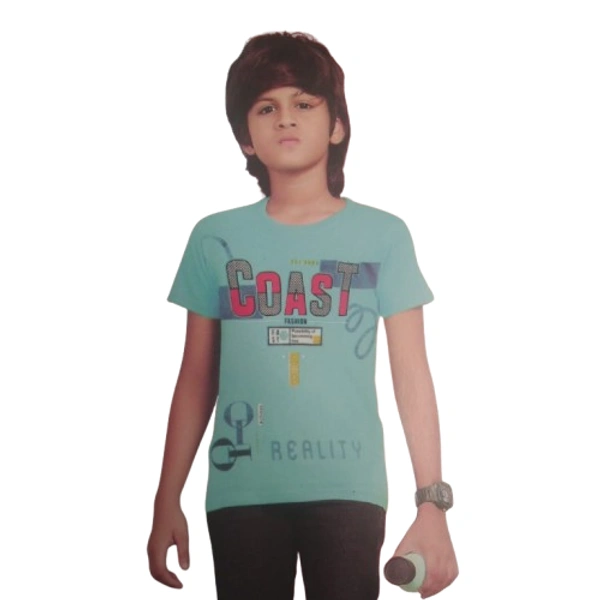 Cotton Round Neck Print Half T Shirt for Kids - 3 to 3.5 years, Downy
