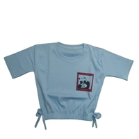 Crop Lining Kids Girl T Shirt - 7 to 9 year, M, Fountain Blue