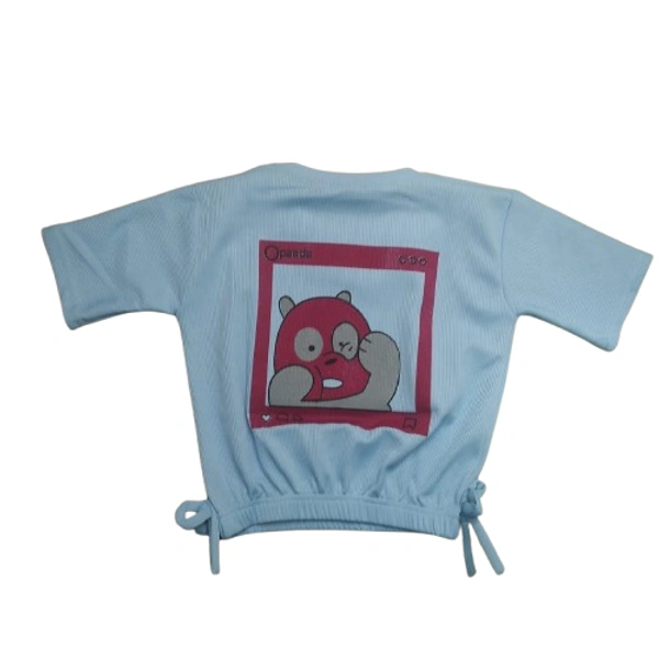 Crop Lining Kids Girl T Shirt - 7 to 9 year, M, Fountain Blue