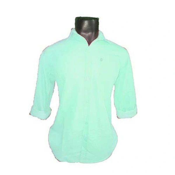 Big bee Mens cotton plain shirt - 40, Cyan Aqua