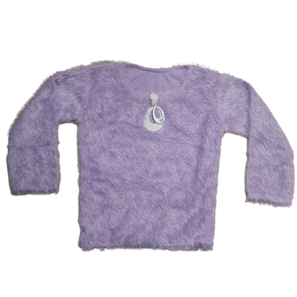 Hairy crop kids girl top - 5 to 6 year, M, Vivid Violet