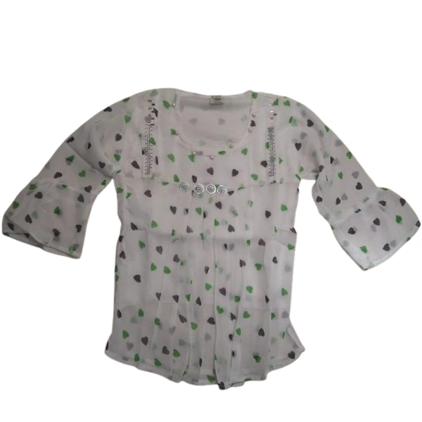 Heart print kids girl top - 6 to 8 year, M, Blue