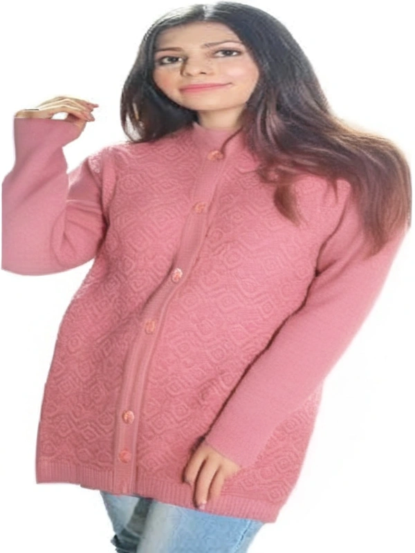 Crystal Long Ladies Cardigan 2 - free, Cranberry
