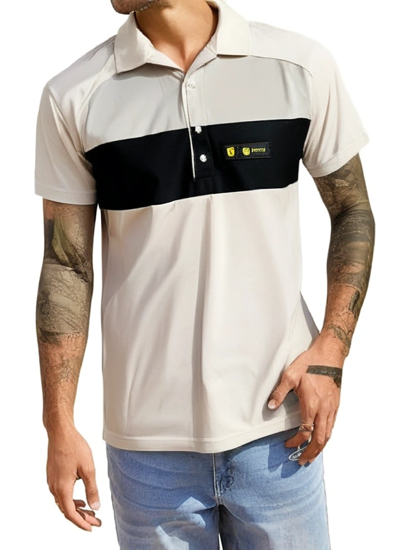 Matty Polyester Collar T Shirt - XXL, White