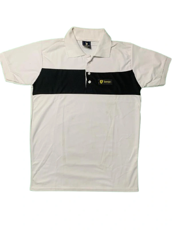 Matty Polyester Collar T Shirt - XXL, White