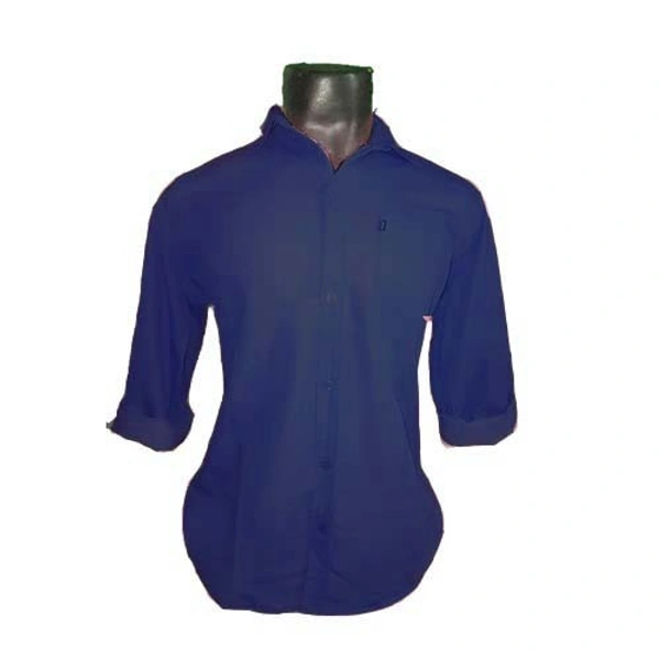 Big bee Mens cotton plain shirt - 42, Navy Blue