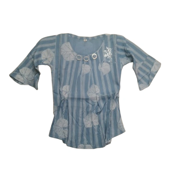 Paan Print Kids Girl Top - 5 to 6 year, S, Neptune