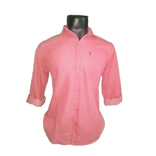 Big bee Mens cotton plain shirt - 38, Sunset Orange