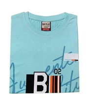 Round neck cottan print t shirt - XXL, Fountain Blue