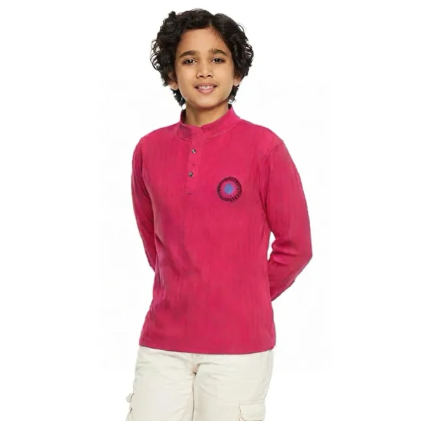 Self Lining Collar Kids Boy T Shirt - 13 to 14 years, Red