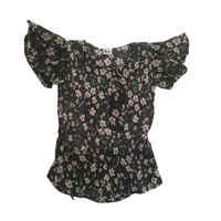 Sf Flower Print Kids Girl Top - 5 to 6 year, S, Black