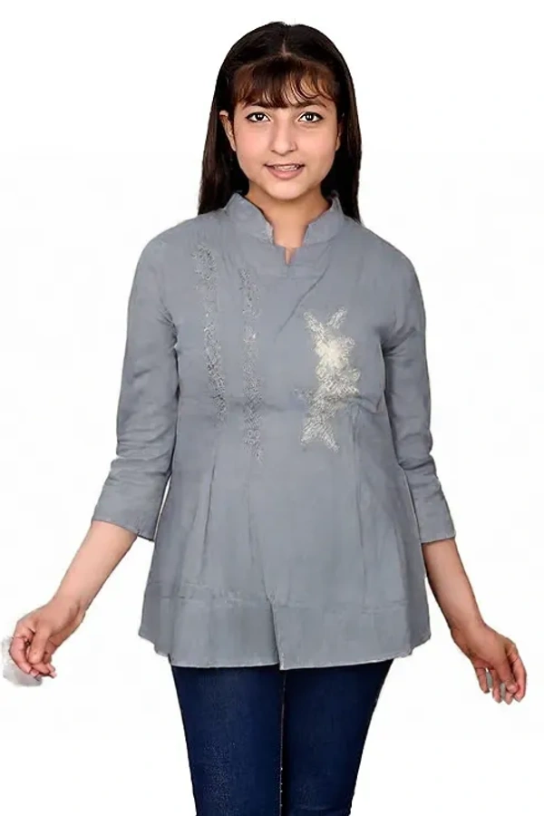 Stone patch Girl Top - 10 to 12 year, L, Neptune