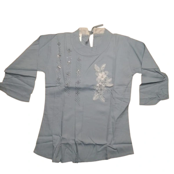 Stone patch Girl Top - 10 to 12 year, L, Neptune