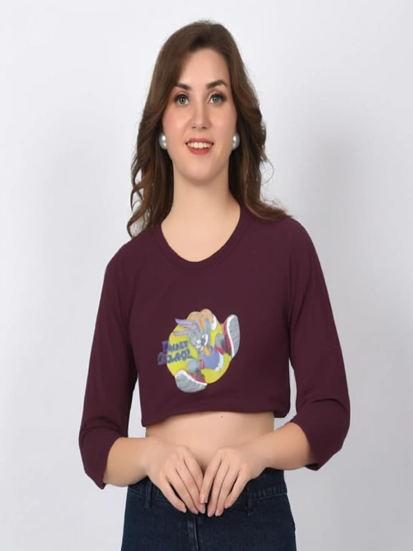 stretchable crop t shirt girl 3 - 15 to 25 year, L, Dark Tan