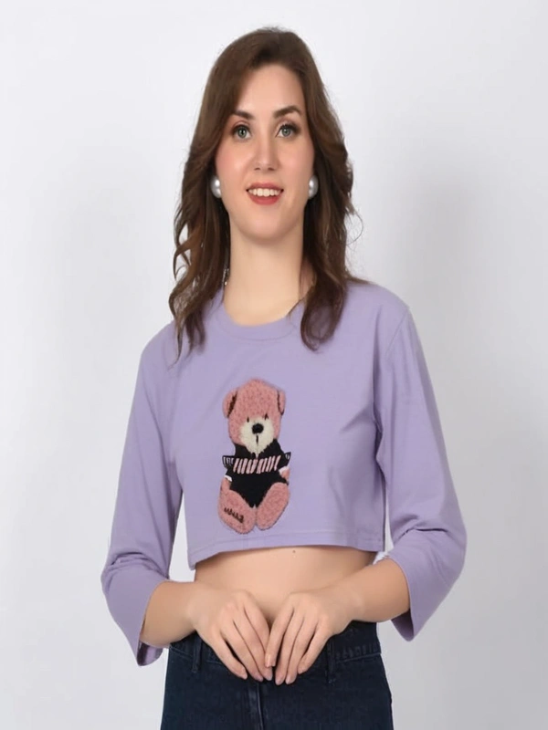 stretchable crop t shirt girl 4 - 15 to 25 year, Free, Orchid