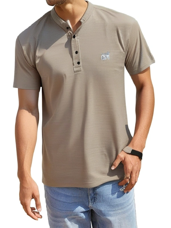 Styles Collar Imported Cloth T Shirt - L, Sandstone
