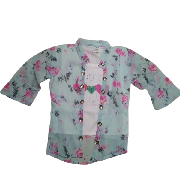 Two in One Kids Girl Top - 5 to 6 year, S, Morning Glory