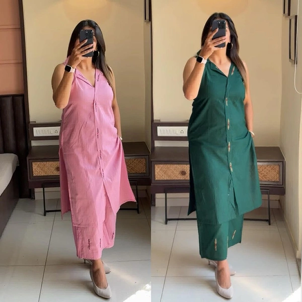 KDJ 3536 Beautiful Cotton Kurta Plazo Set - Sundown, 38