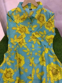 KDJ 4333 Premium Cotton Printed Fir Flair Kurti - Gold, L-40