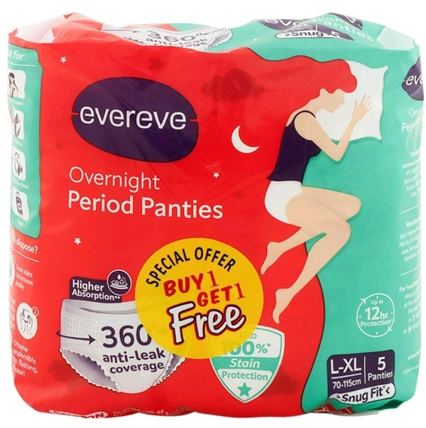 Evereve Overnight Period L-XL Panties 5 Pcs (Buy 1 Get 1 Free)