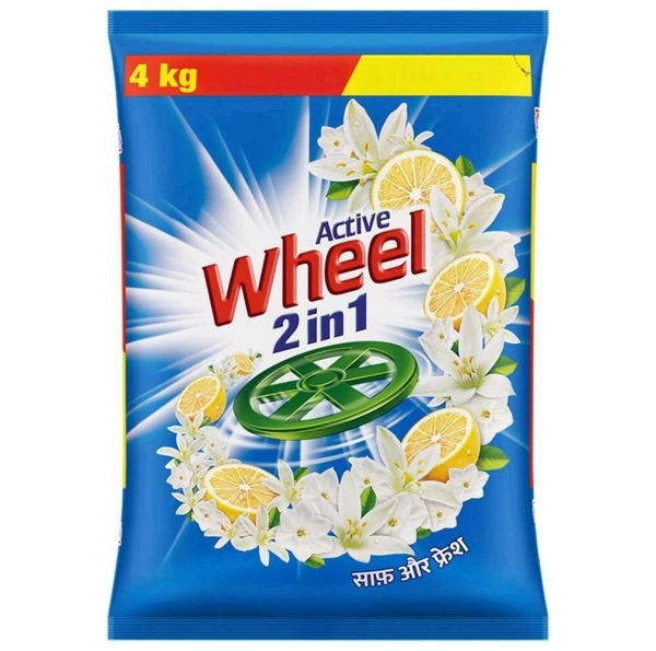 Wheel Active 2 In 1 Blue Detergent Powder 4 Kg