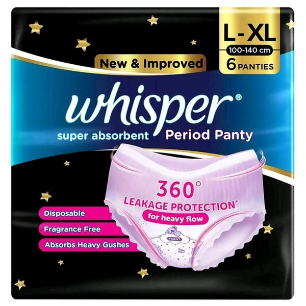 Whisper Period Panty  6 Pcs  (Size L-XL) 